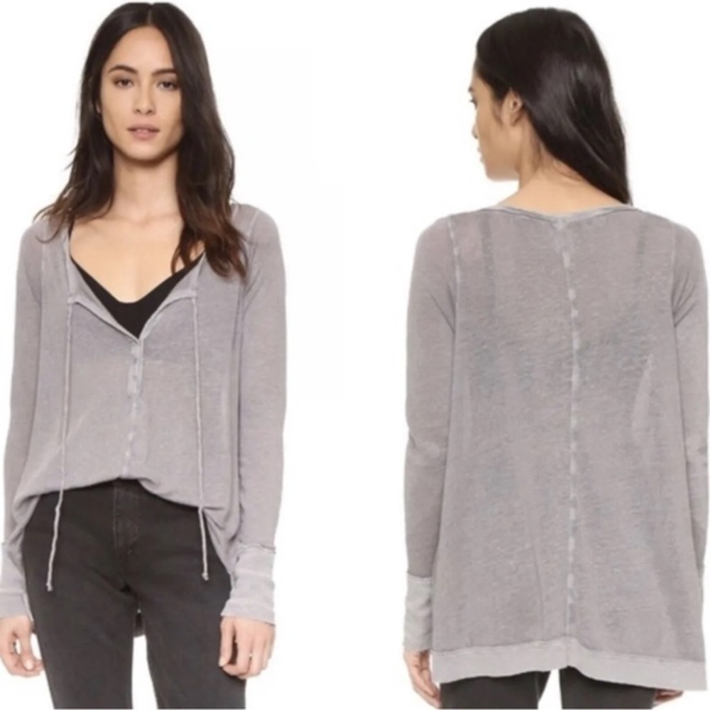 We the Free by Free People Affogato Hacci Tunic Top, Moonshadow, size L